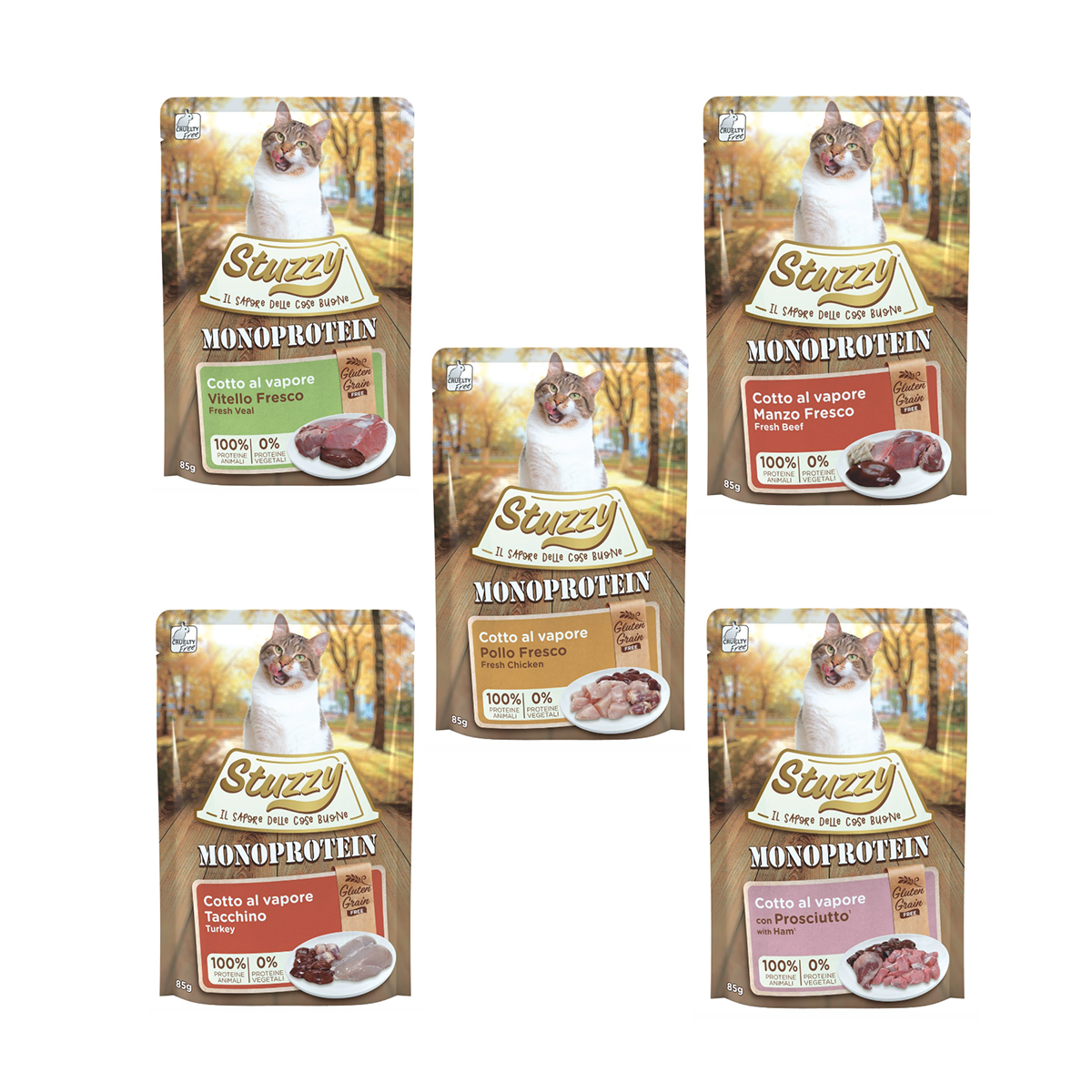 Pack 5 sabores Stuzzy Monoproteico Sin Cereales