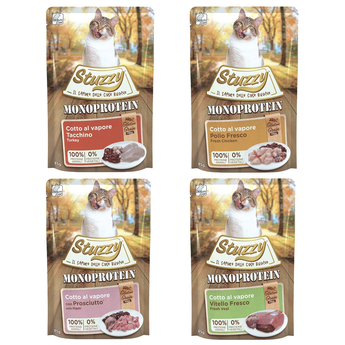 Pack 4 sabores Stuzzy Monoproteico Sin Cereales