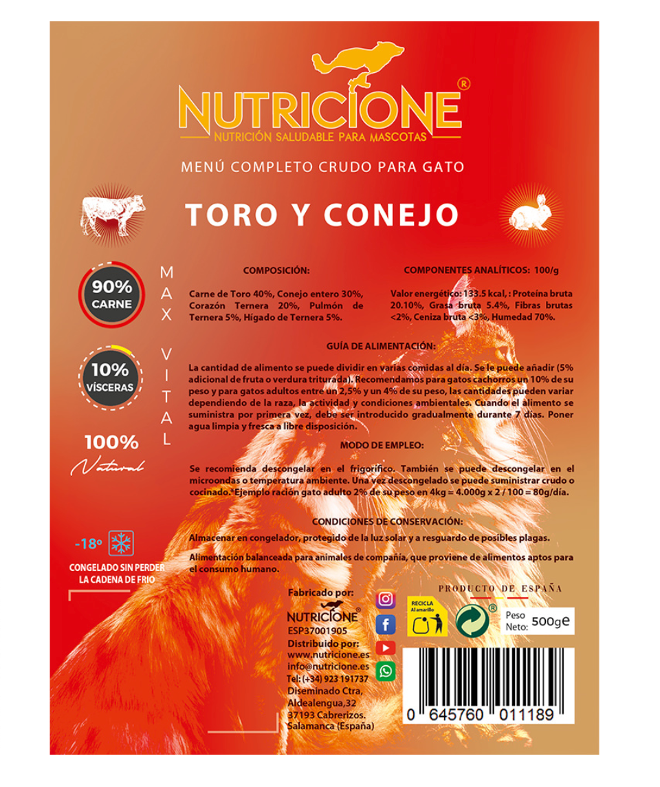 ★ Suscripción mensual Menú Nutricione (Toro y Conejo) - 6KG/ 1 mes