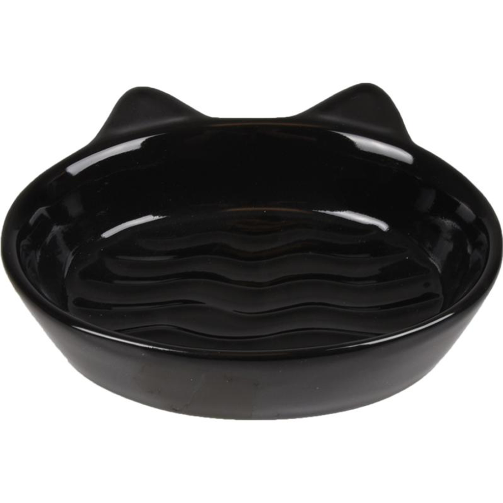 Comedero Ceramica Negro Orejitas