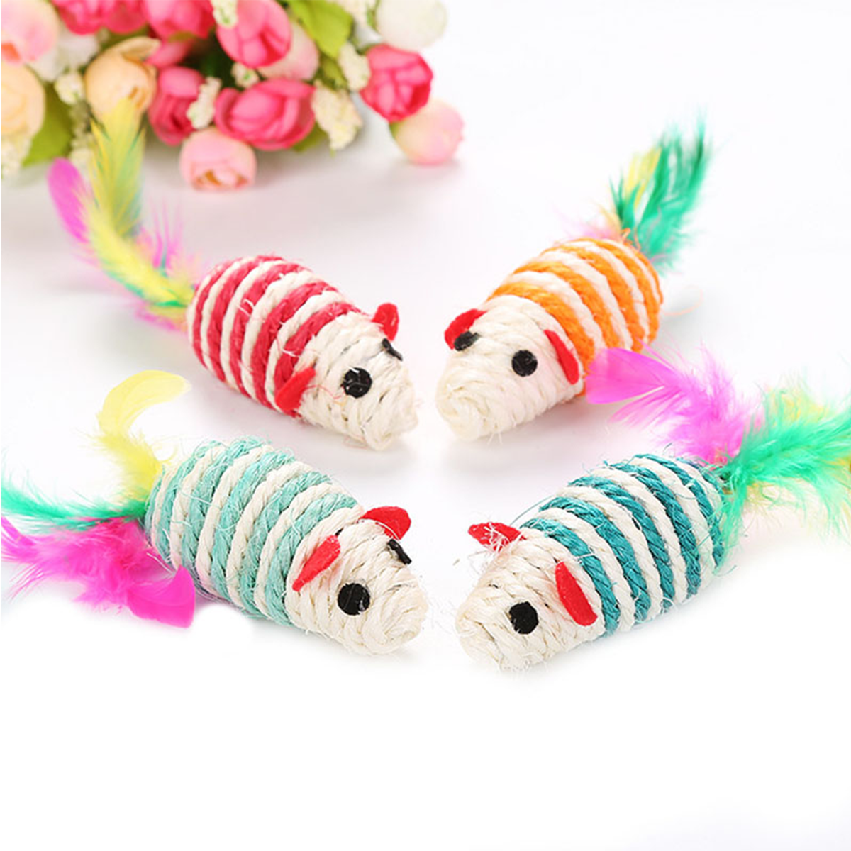 Ratón Sisal 14cm con pluma
