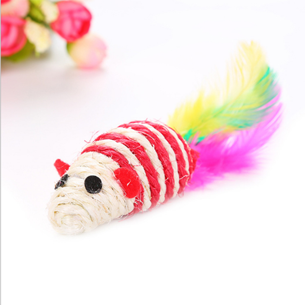 Ratón Sisal 14cm con pluma