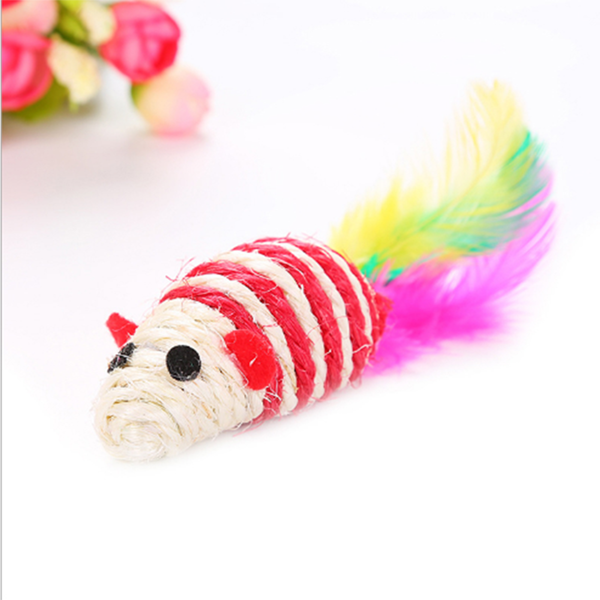 Ratón Sisal 14cm con pluma
